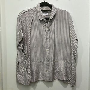 Everlane women's STRIPED square silk shirt sz 6